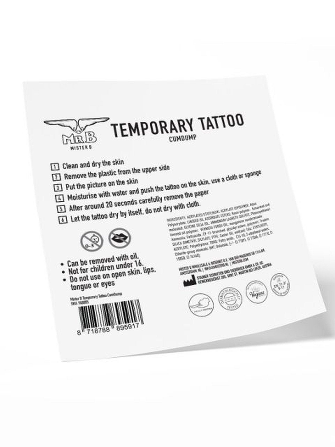 temporäres tattoo von mister b anleitung zum aufbringen auf der haut und zum entfernen